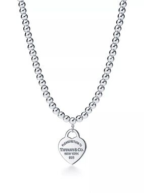Tiffany & Co. Return to Tiffany Heart Tag Bead Necklace 16" - Pristine Condition